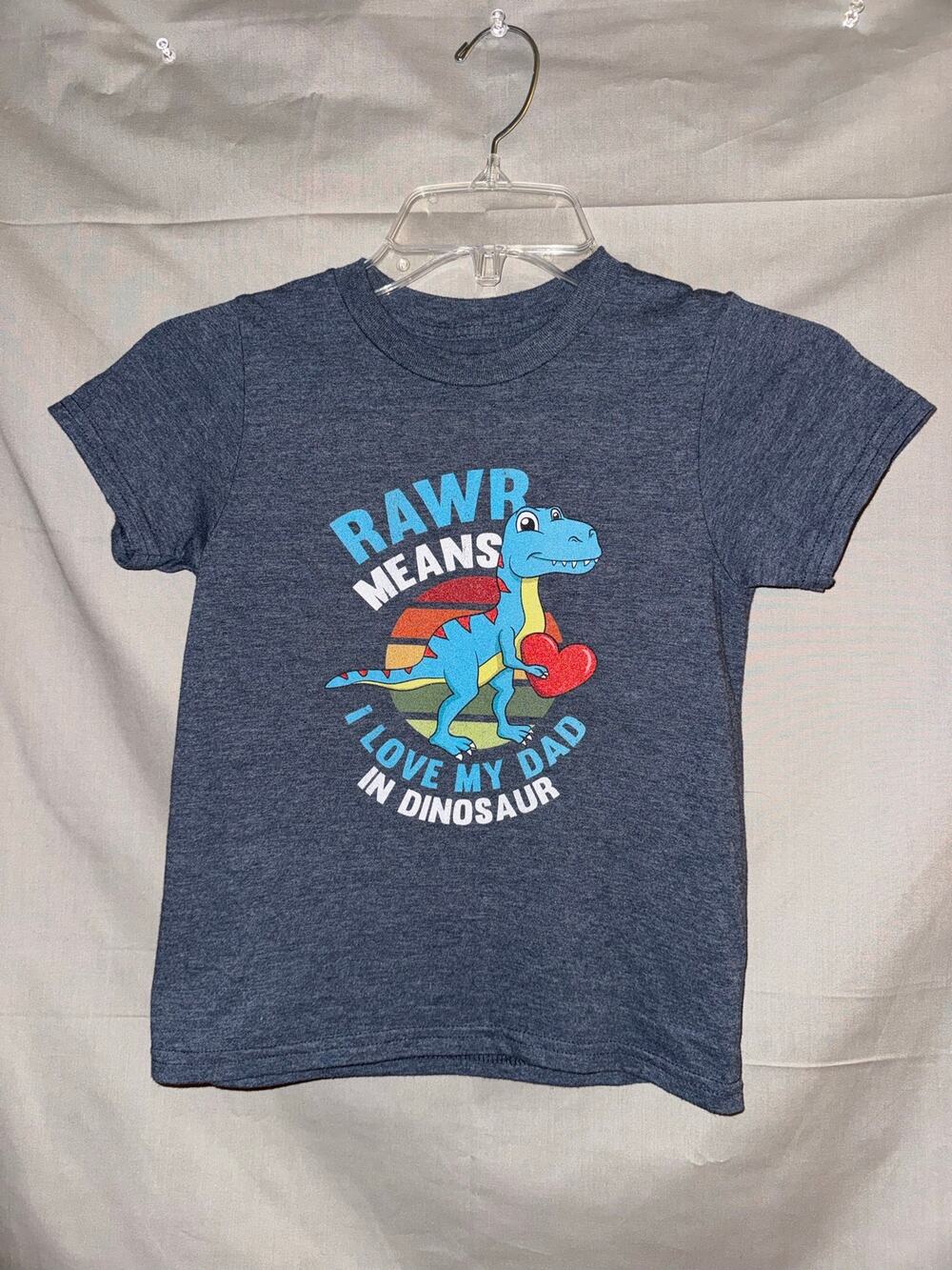 Kids Dinosaur Rawr Means I Love My Dad Graphic T-shirt Navy, Size XS